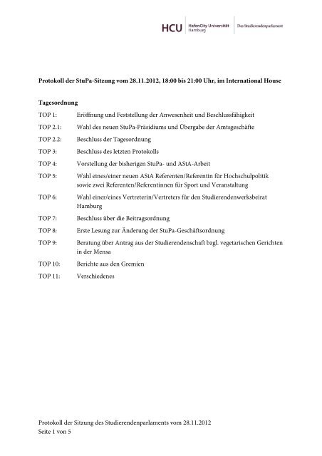 Protokoll der Sitzung des Studierendenparlaments vom 28.11.2012 ...