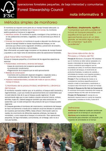 Métodos simples de monitoreo - Forest Stewardship Council