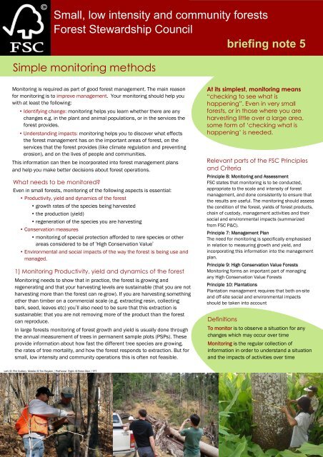 Simple monitoring methods - FSC - Forest Stewardship Council