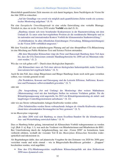 Kritische Analyse des Hamburger Masterplans Klimaschutz (lang PDF)