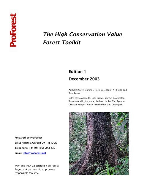 The High Conservation Value Forest Toolkit - Proforest