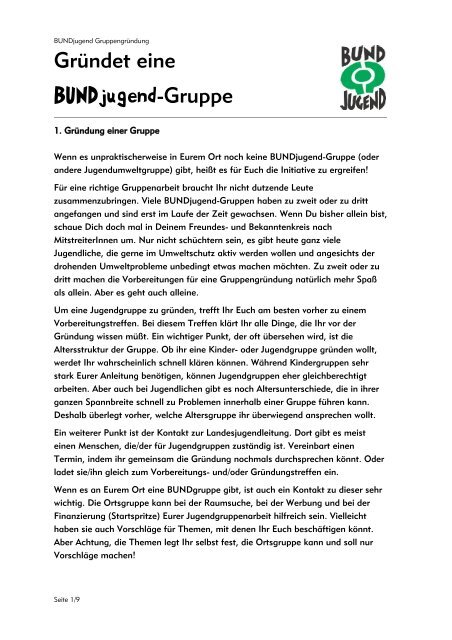 Tipps zur Gründung einer Bundjugend-Gruppe - Bundjugend ...