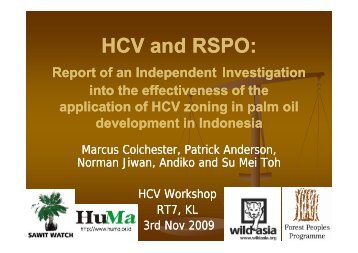 HCV d RSPO and RSPO: HCV and RSPO: - HCV Resource Network