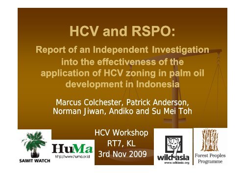 HCV d RSPO and RSPO: HCV and RSPO: - HCV Resource Network