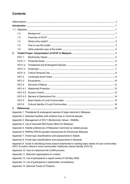 (HCVF) Toolkit for Malaysia - HCV Resource Network