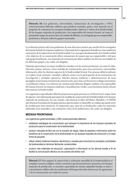 Directrices OIMT/UICN para la conservación y utilización sostenible ...