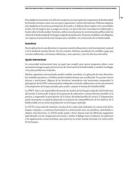 Directrices OIMT/UICN para la conservación y utilización sostenible ...