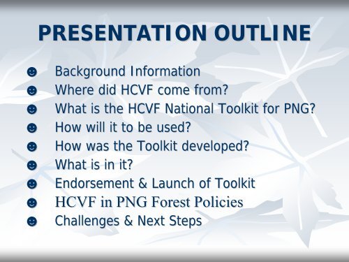 The HCVF National Toolkit for Papua New Guinea - HCV Resource ...