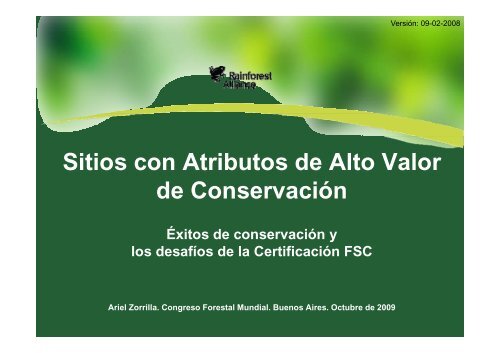 Sitios con Atributos de Alto Valor de Conservación - HCV Resource ...