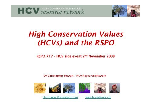 (HCVs) and the RSPO - HCV Resource Network