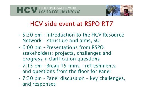 (HCVs) and the RSPO - HCV Resource Network