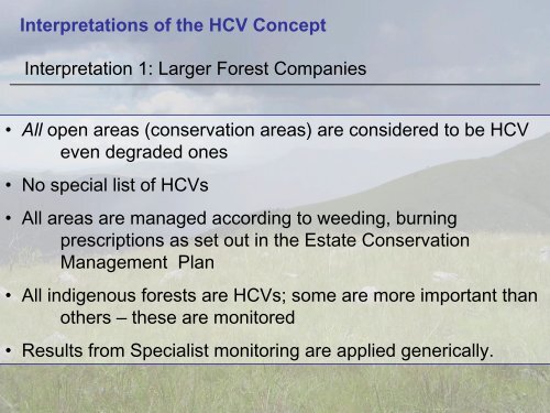 High Conservation Value areas – a plantation forestry perspective