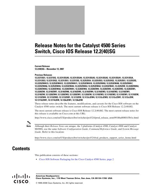 Release Notes for the Catalyst 4500 Series Switch ... - Hardware
