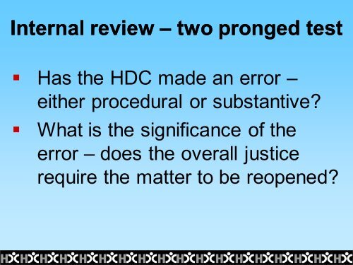 The inner workings of HDC - legal & evidential issues - Health and ...