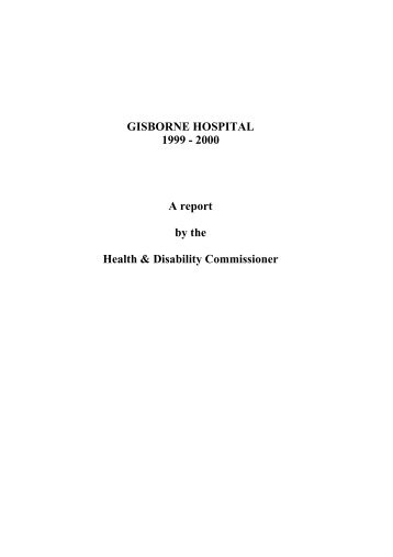 Gisborne Hospital Report - Health and Disability Commissioner