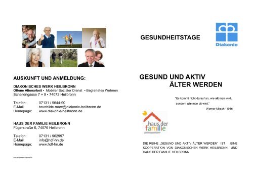 Flyer Gesund Aktiv Altern Pub Haus Der Familie Heilbronn Ev