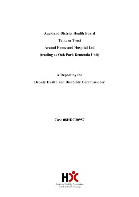 Auckland District Health Board Taikura Trust Aranui Home and ...