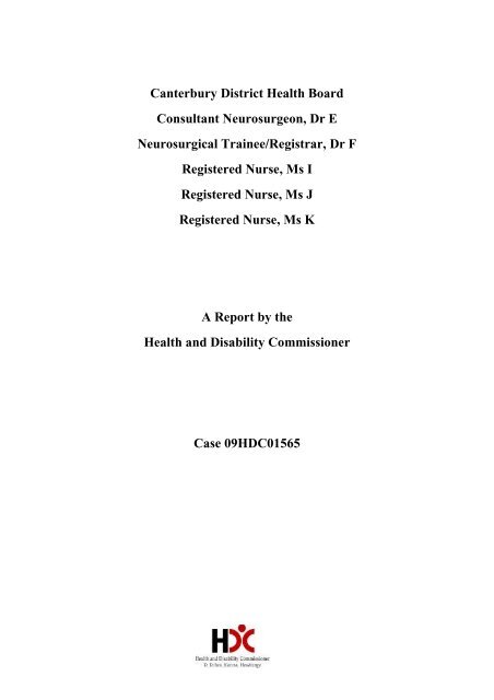 09HDC01565 - Health and Disability Commissioner