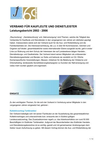 VERBAND FÜR KAUFLEUTE UND DIENSTLEISTER ...