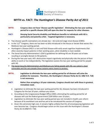 HD Parity Act Myths vs. Facts