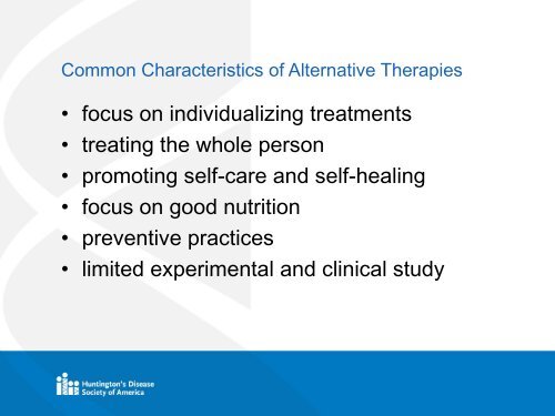 Alternative Therapies for Huntington's Disease