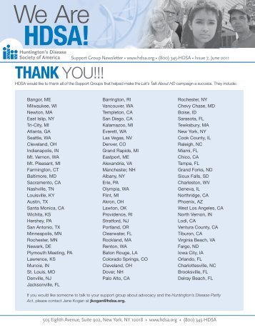 We Are HDSA June 2011 - Huntington's Disease Society of America