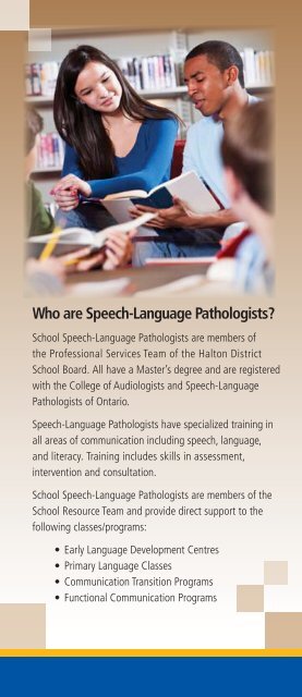 Speech Language Pathology Brochure - Halton District School Board