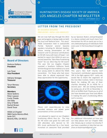 September 2013 Newsletter - Huntington's Disease Society of America