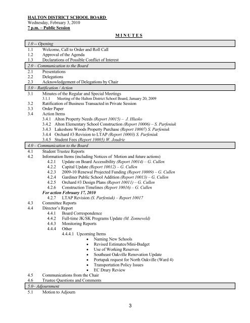 Board Agenda February 17, 2010 - Halton District School Board