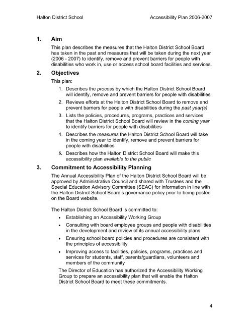 2006-2007 Accessibility Plan - Halton District School Board