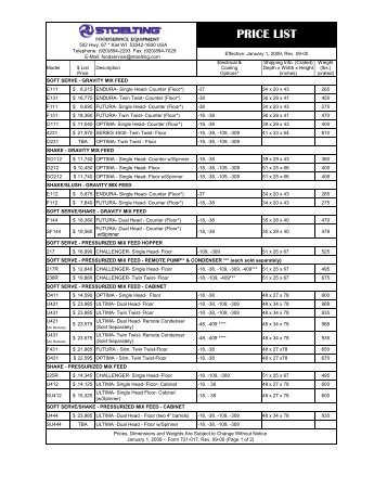 PRICE LIST - HD Sheldon and Co.