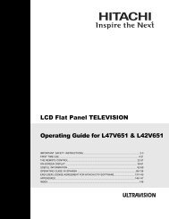 LCD Flat Panel TELEVISION Operating Guide ... - Hitachi in Canada