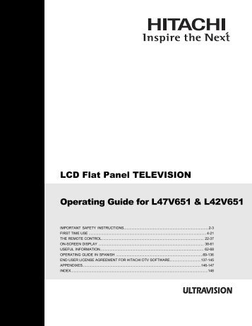 LCD Flat Panel TELEVISION Operating Guide ... - Hitachi in Canada