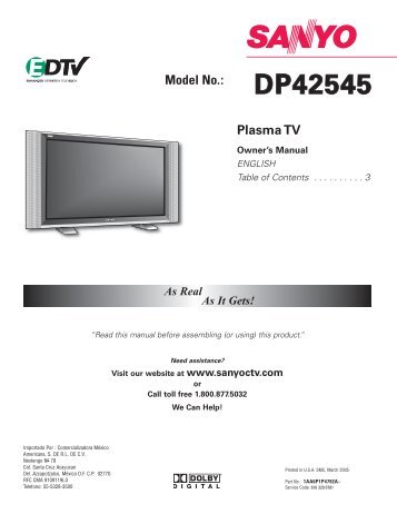 Sanyo-DP42545 (English) - Specs and reviews at HDTV Review