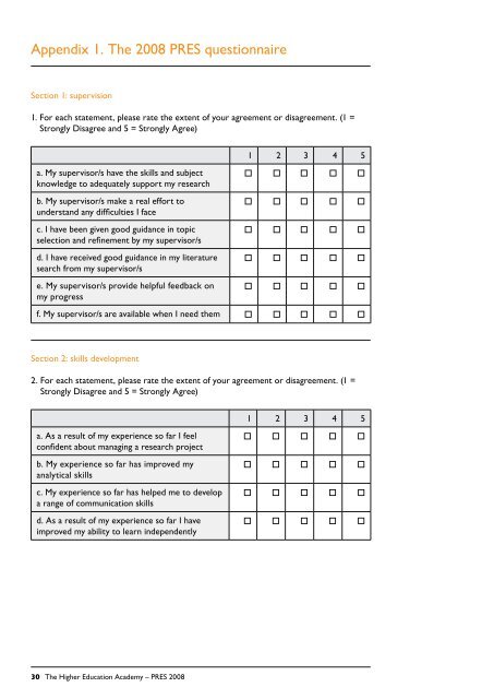 Postgraduate Research Experience Survey 2008 Final report
