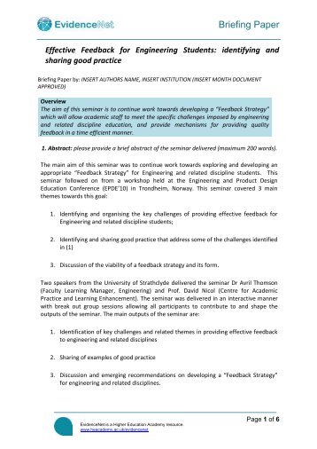 Seminar Briefing Report - University of Stratchlyde (PDF 450 KB)