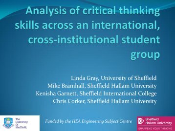 Analysis of critical thinking skills across an international, cross ...