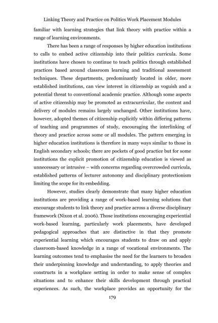 The Scholarship of Engagement for Politics: - Higher Education ...