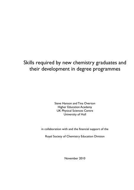 Skills required by new chemistry graduates - Higher Education ...