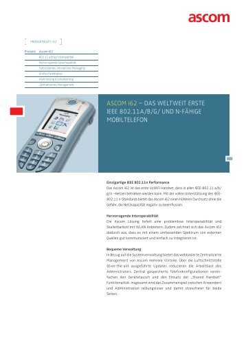 Ascom i62 Datenblatt - headON