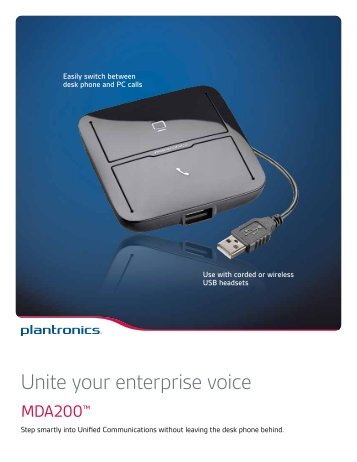 Plantronics MDA200 datasheet - Headset Plus.com