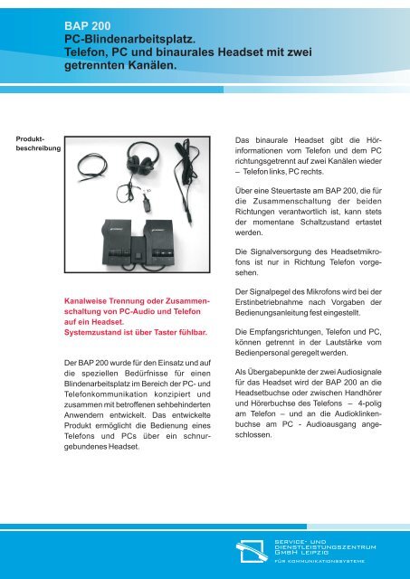 Produkt-Flyer BAP 200 PDF - headset-system-lösungen