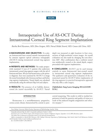 Intraoperative Use of AS-OCT During Intrastromal Corneal ... - Healio