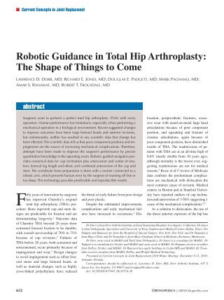 Robotic Guidance in Total Hip Arthroplasty: The Shape of ... - Healio