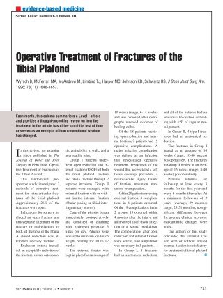 Operative Treatment of Fractures of the Tibial Plafond - Healio