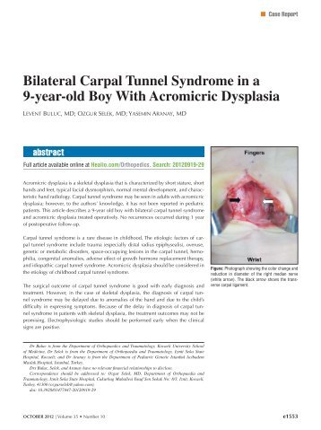 Bilateral Carpal Tunnel Syndrome in a 9-year-old Boy With ... - Healio