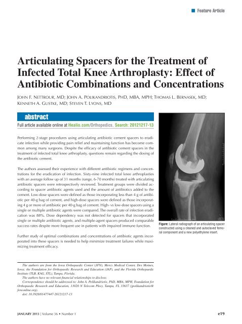 Articulating Spacers for the Treatment of Infected Total Knee