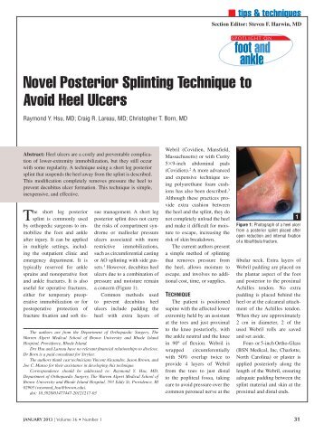 Novel Posterior Splinting Technique to Avoid Heel Ulcers - Healio