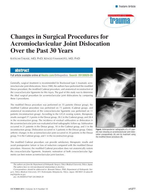 Changes in Surgical Procedures for Acromioclavicular Joint ... - Healio