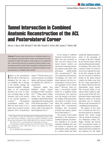 Tunnel Intersection in Combined Anatomic Reconstruction ... - Healio